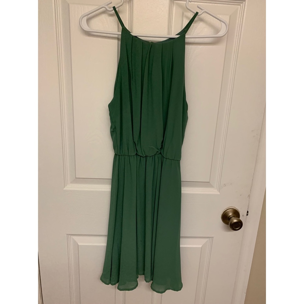 Green spaghetti strap dress